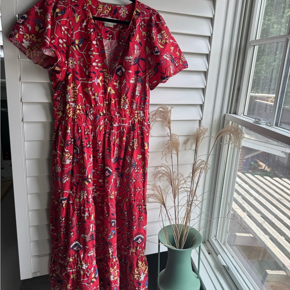 Anthro Red Floral Maxi Dress